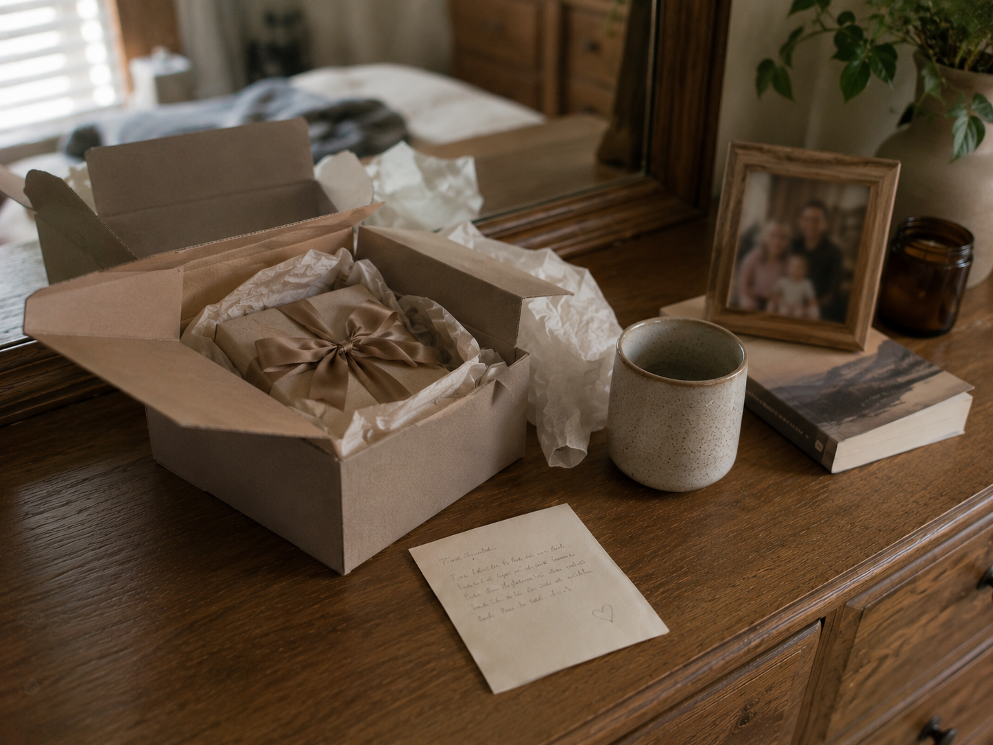 A small gift box and phone representing an emotional affair maintained through distance.