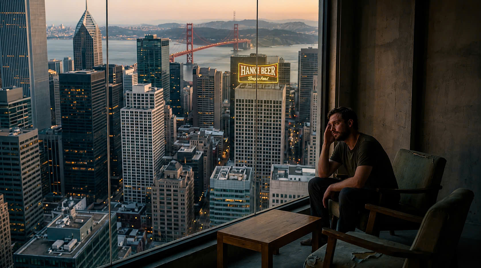 A thoughtful man sitting alone by a dimly lit window at night reflecting on his past before marriage