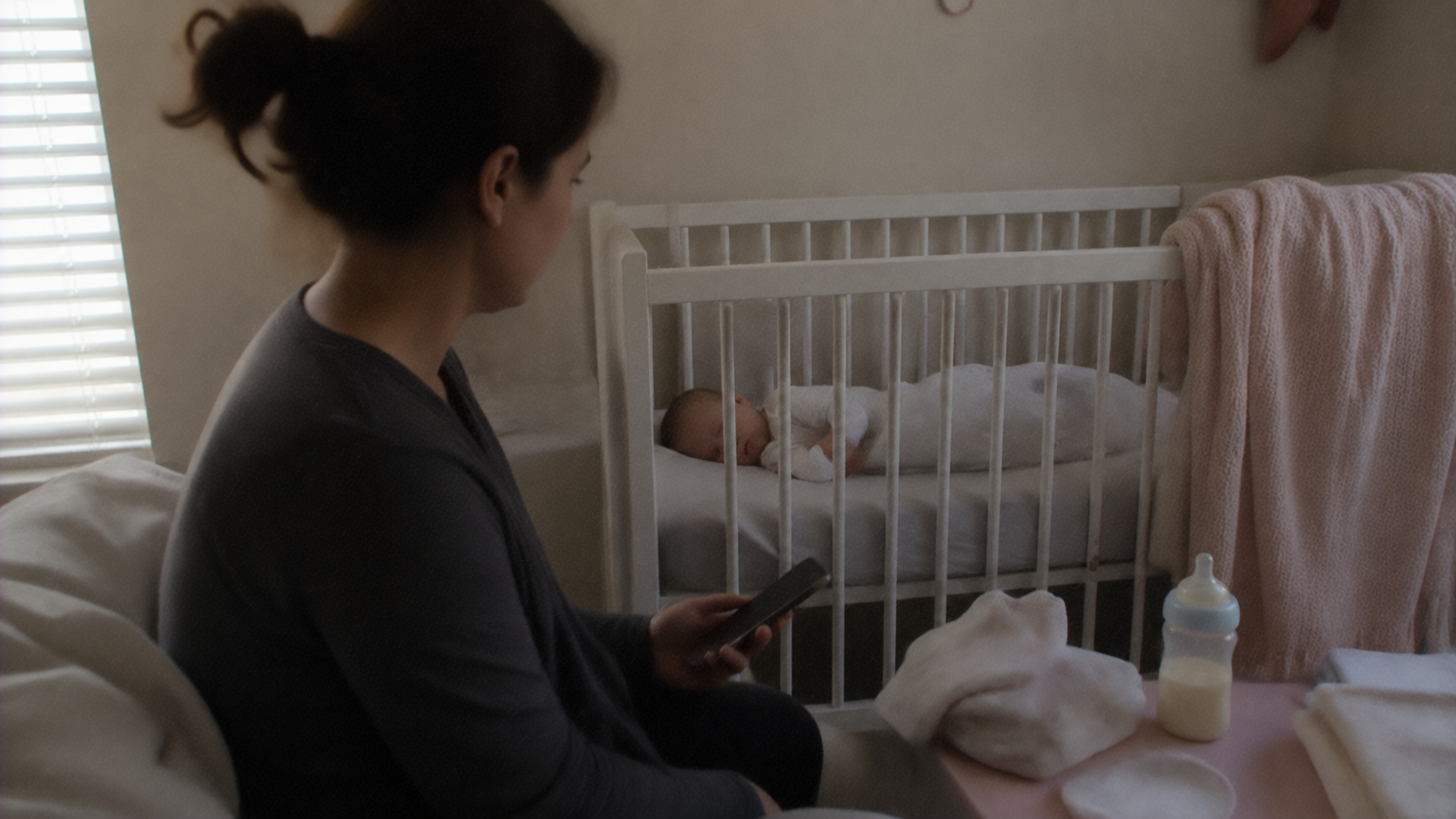 A mother caring for her baby while reflecting on the signs of a toxic marriage.