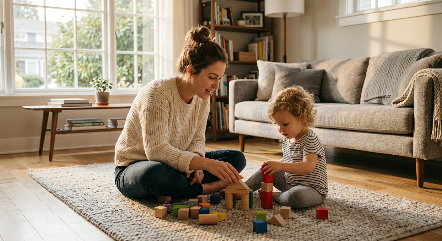 A warm family scene with a mother and child, used as a cover for an article about words of encouragement for kids
