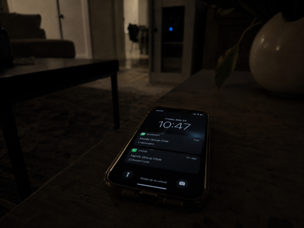 A smartphone with family messages regarding in laws asking for money