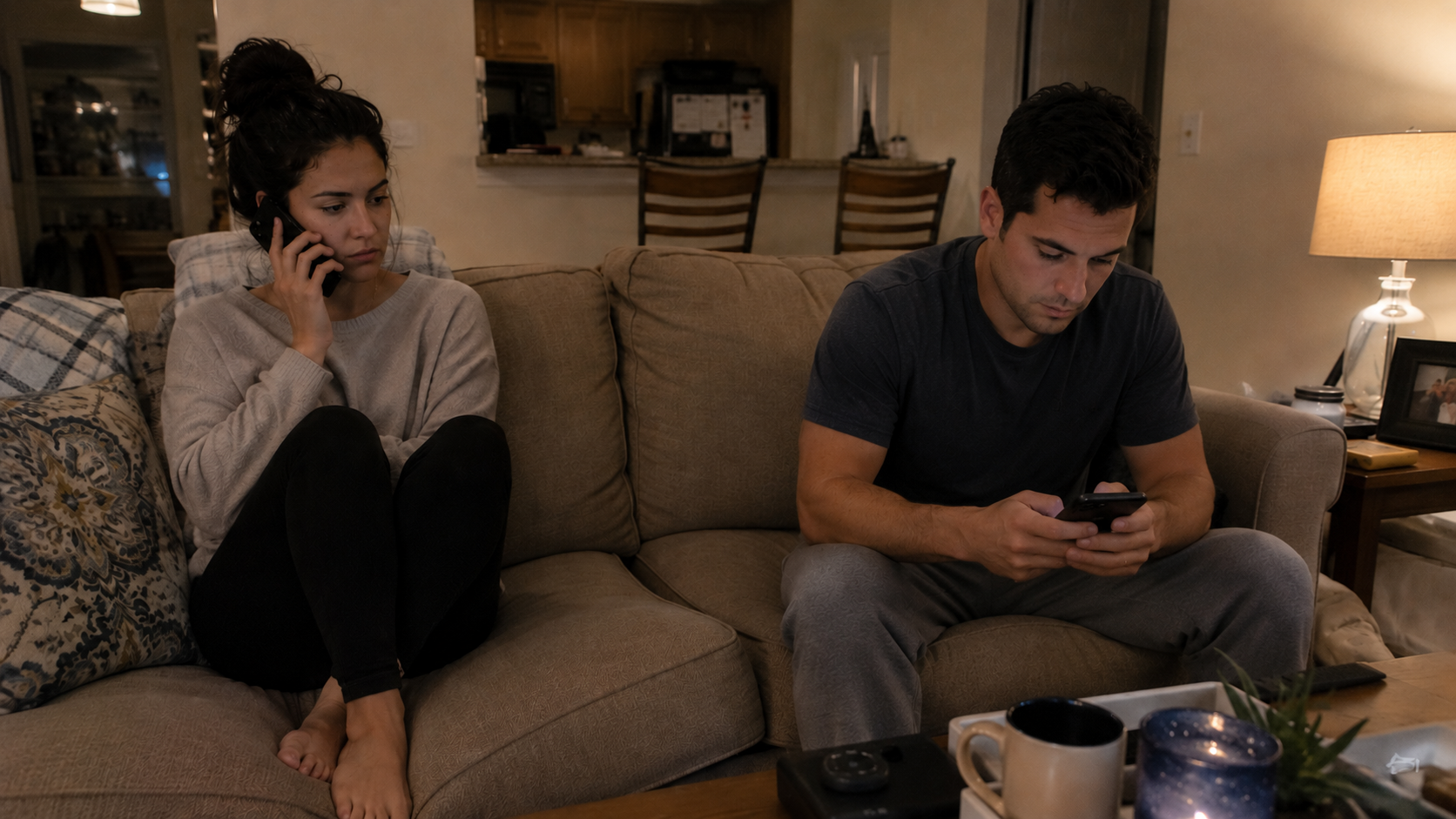 A married couple discussing family money and financial boundaries in marriage.