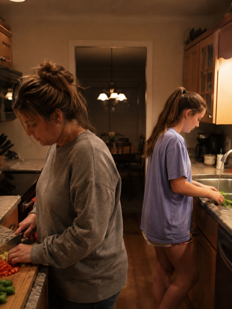 Mother rebuilding trust and respecting teen privacy during a quiet family moment