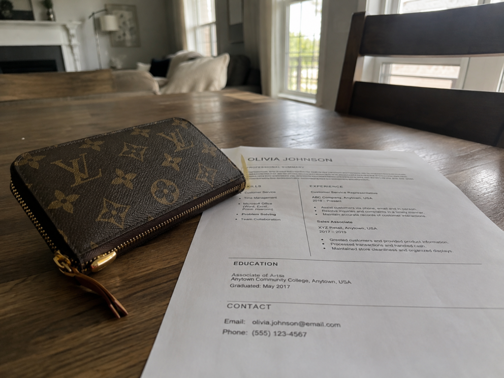 A printed resume on a table representing starting over at 30 after a failed marriage
